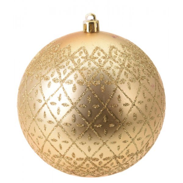 Χριστουγεννιάτικη Μπάλα Χρυσή, Ματ με Ρόμβους (8cm)